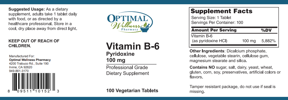 Vitamin B-6 Pyridoxine 100 mg
